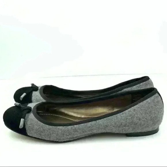 Lands’ End Flats 7.5 38 gray black felt ballet - Picture 4 of 9